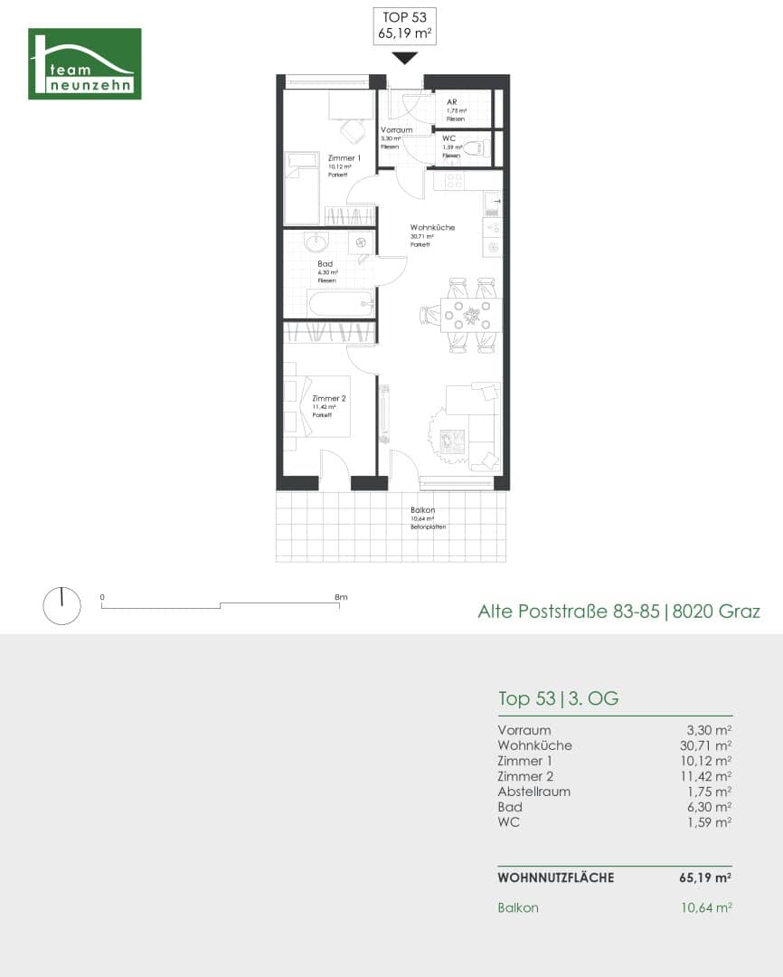 Gut geschnittene 3-ZImmer-Wohnung in zentraler Lage von Graz-Lend!