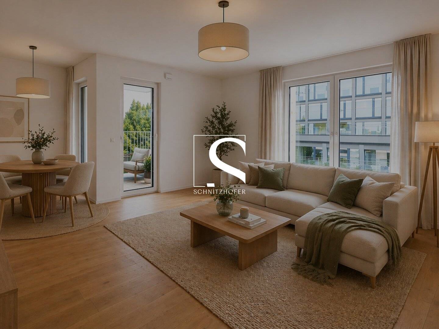 DAS STADTGLÜCK "NEUNZEHN" | 3-room apartment with loggia | Barrier-free &amp; underground garage | Commission-free