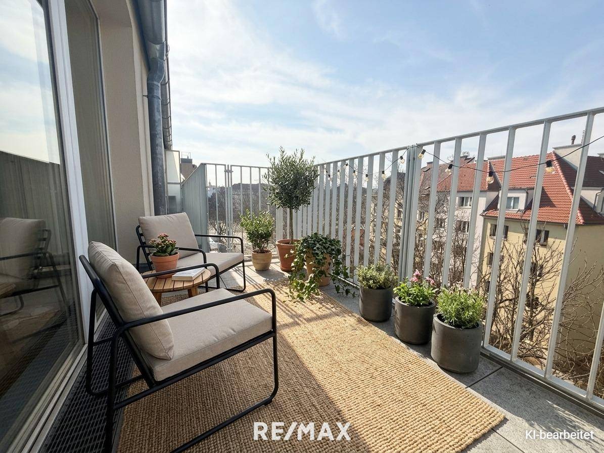 Bright Dachgeschosswohnung with west terrace and green view