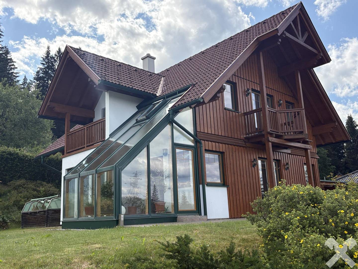 Wintergarten mit Panoramablick nahe Packer Stausee Familienwohnung