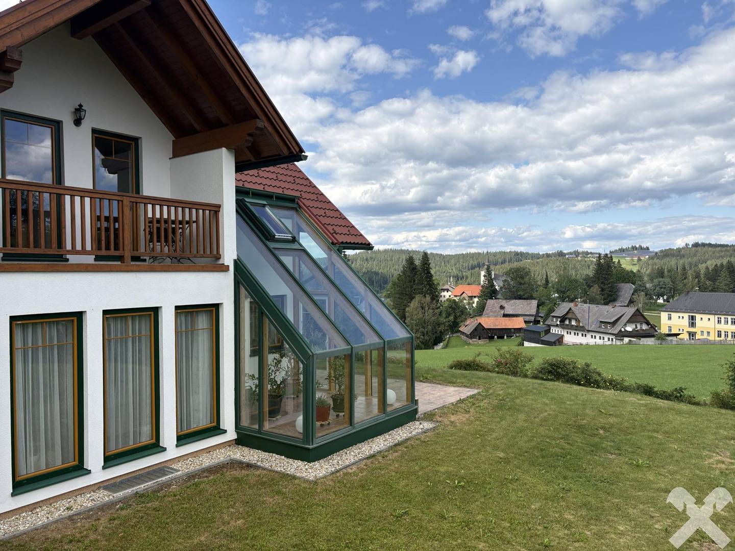 Wintergarten mit Panoramablick nahe Packer Stausee Familienwohnung