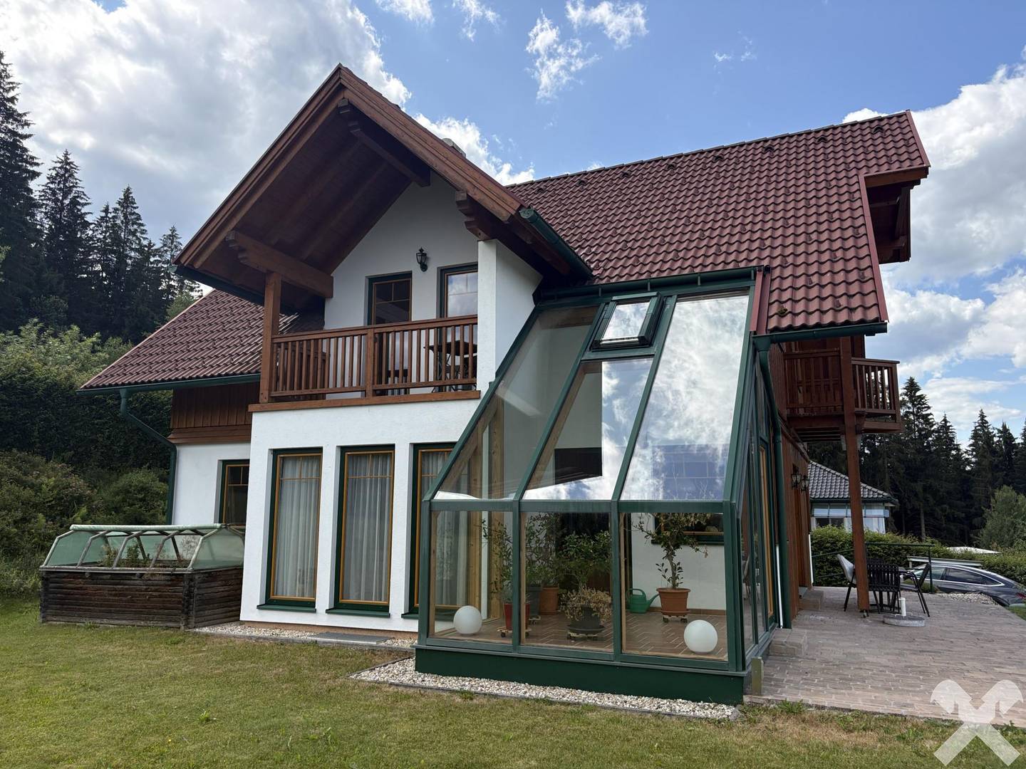 Wintergarten mit Panoramablick nahe Packer Stausee Familienwohnung