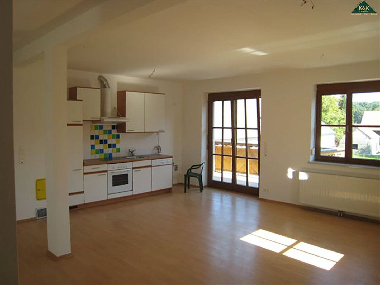 In the Donauauen National Park with balcony and courtyard green area
