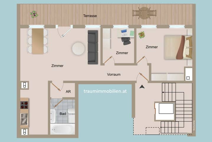 3 ROOM APARTMENT WITH 20 M² TERRACE