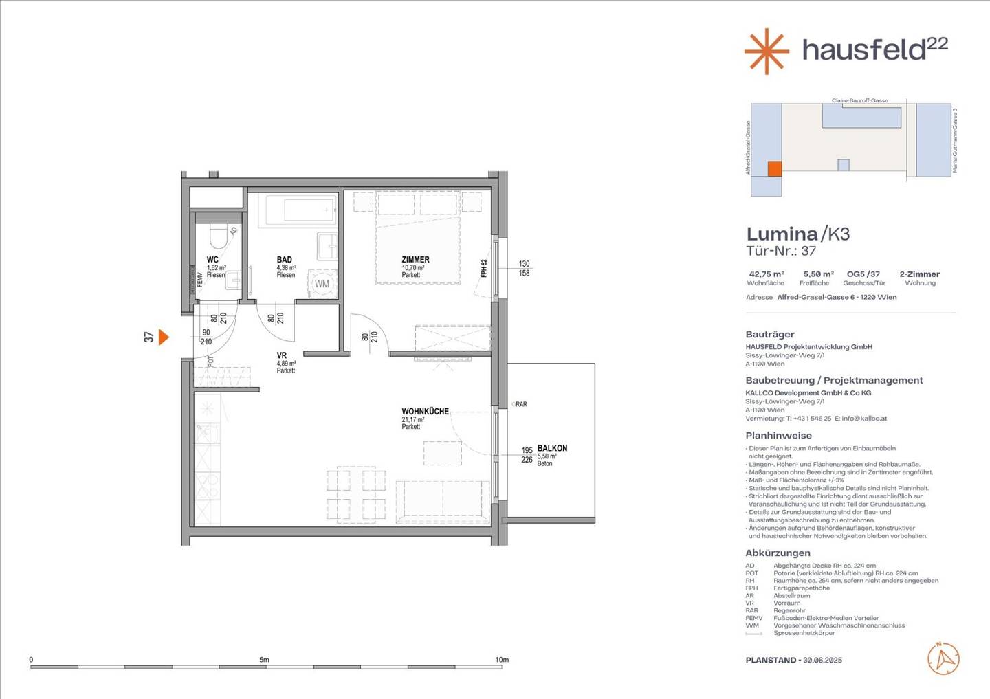 Top: A.37  ● LUMINA im Hausfeld²² ● Unbefristet ● Termin online buchen: www.hausfeld22.at/lumina