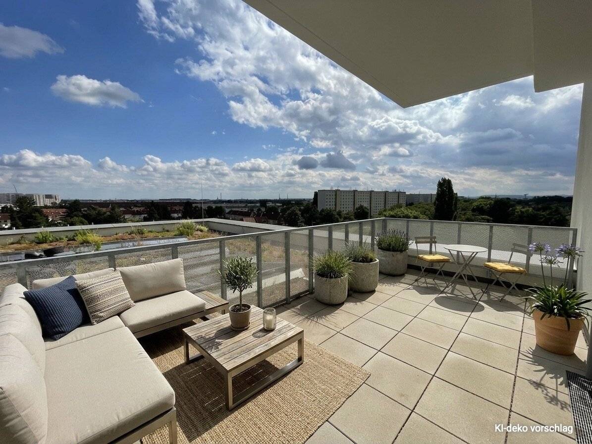 Large terrace: 3-room new build available immediately