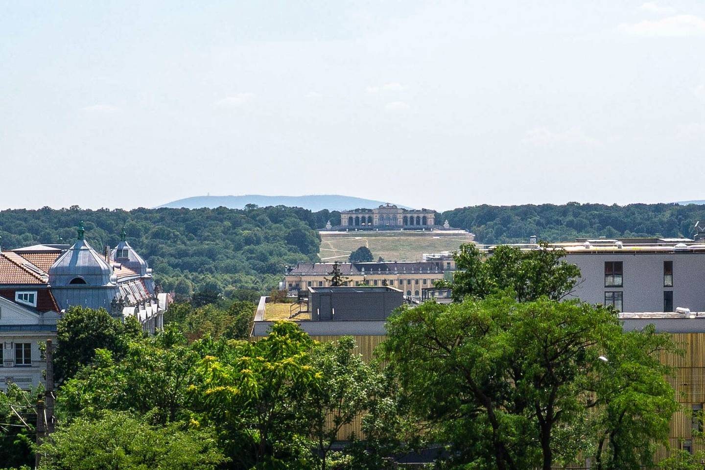 Wohnen mit Blick auf die Gloriette – 252 m² Dachgeschoß, drei Ebenen, zwei Freiflächen