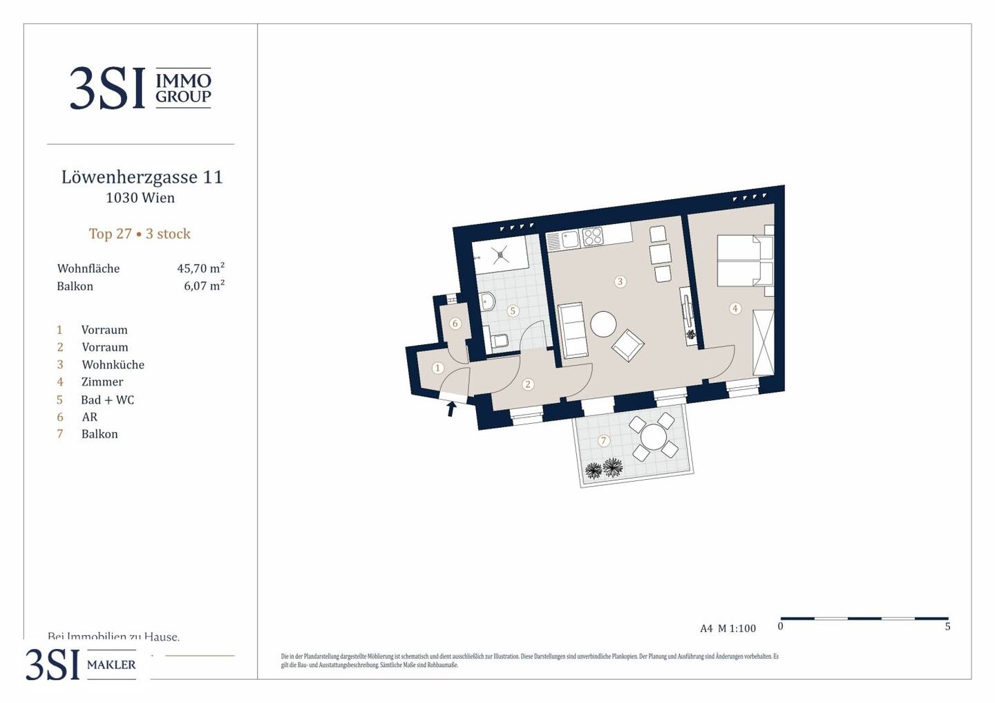 2-room first occupancy with style and quality in a quiet side street of the 3rd district