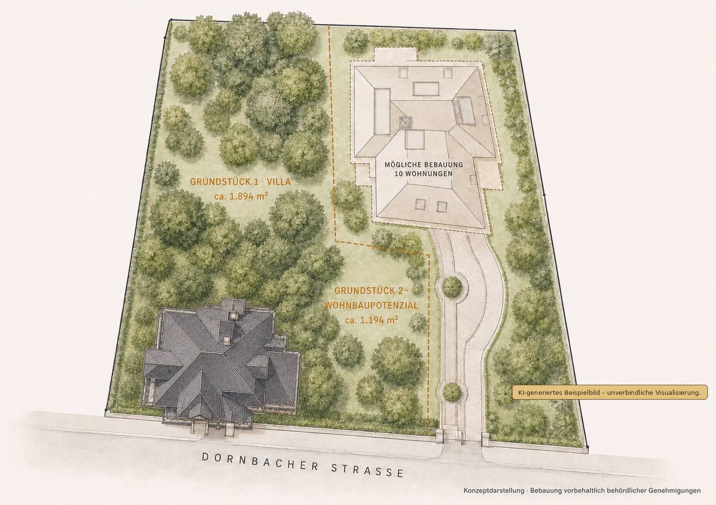 Historic villa with park and approved project Anlegerwohnung