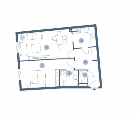 LIVING IN THE FOURTH DISTRICT - Urban quality of life near the center - 2-room apartment with modern fittings