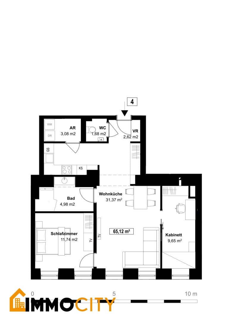 Großzügige 3-Zimmer-Wohnung mit über 31 m² großer Wohnküche,1030 Wien