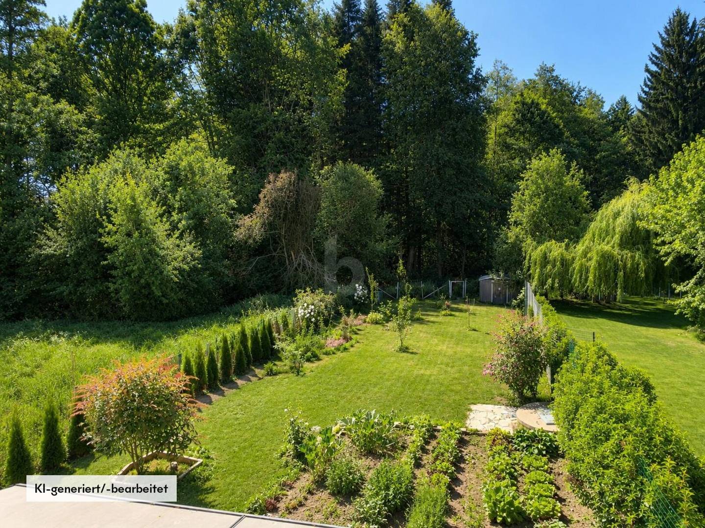 Bright family apartment with large garden by the forest edge