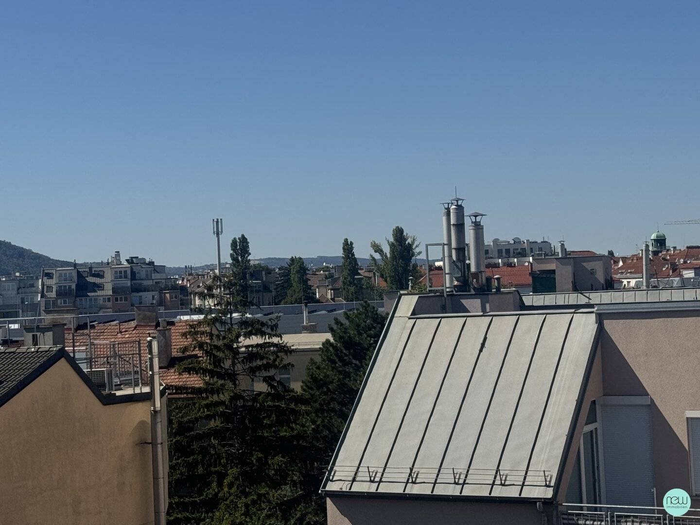 Distant view / renovated 3-room apartment + 32m² terrace / 5th floor with elevator