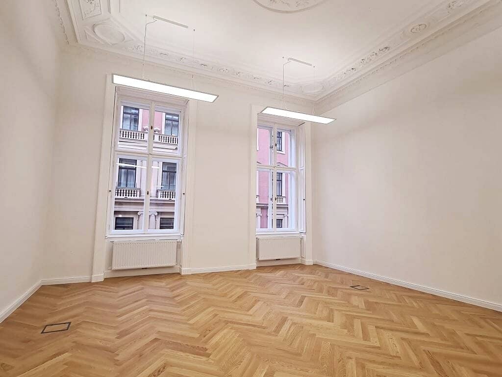 TOPLAGE, BÖRSE-NÄHE, representatives 158 m2 Altbaubüro, 4 Zimmer, Serverraum, Klimaanlagen, 2. Liftstock, Zelinkagasse
