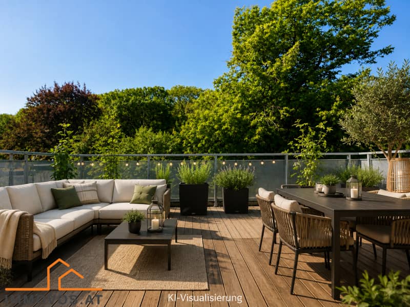 Lichtdurchflutetes Penthouse mit großen Terrassen und Waldblick