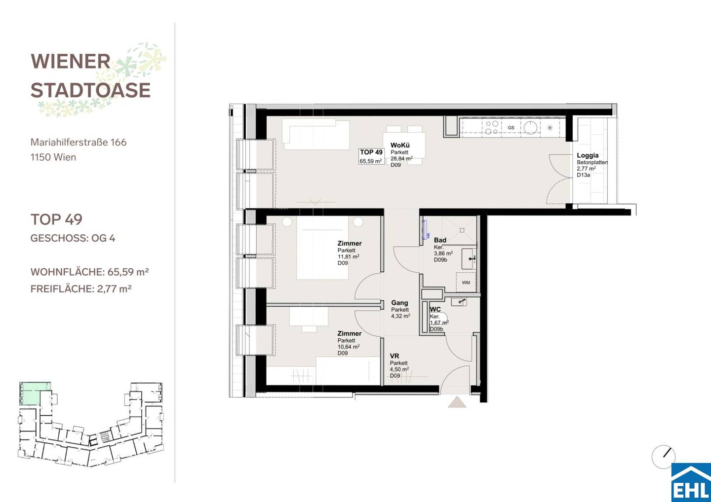Wiener Stadtoase – First occupancy - sustainable energy concept – With balcony, loggia, terrace or garden