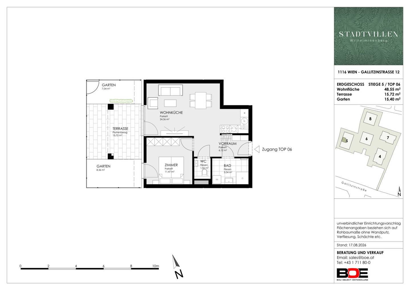 Charming 2-room garden apartment with west orientation - Last garden apartment STADTVILLEN WILHELMINENBERG
