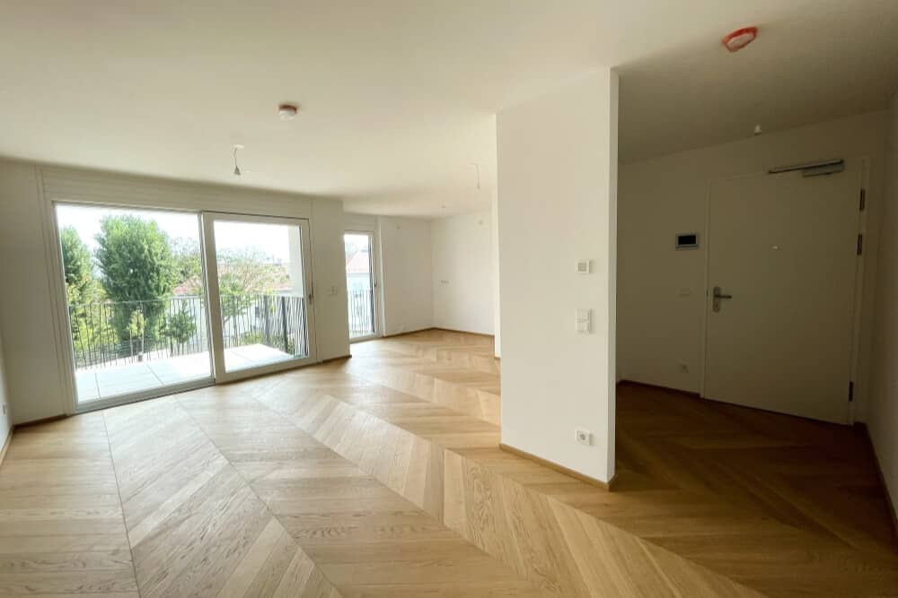 Newly completed apartment with sunny terrace and distant view