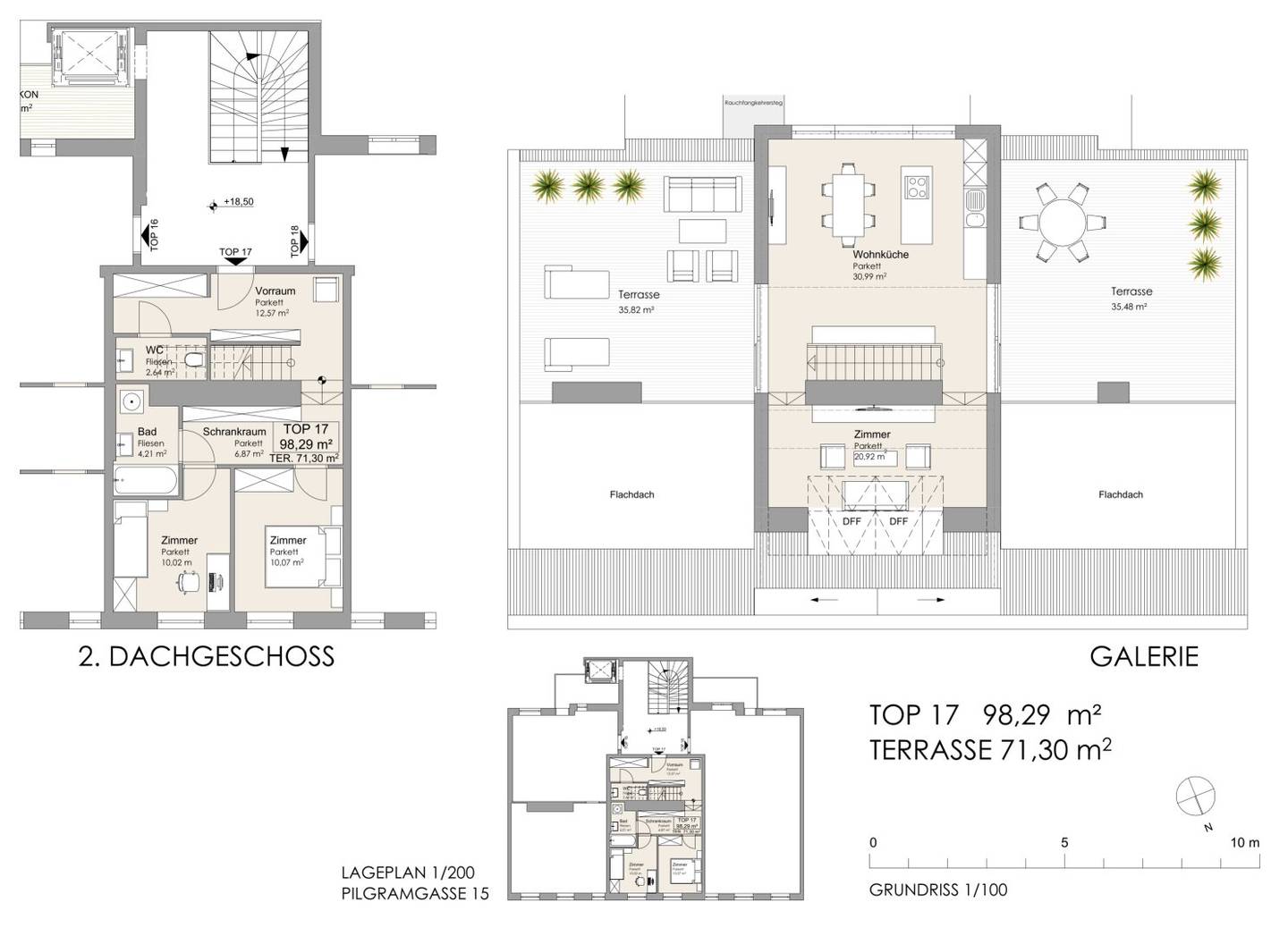 Exclusive 4-room top-floor apartment with 2 terraces – Freely negotiable rent
