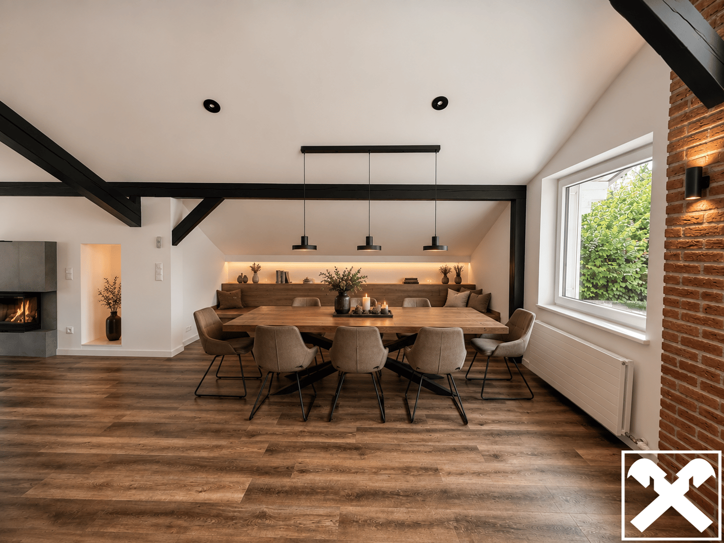 High quality penthouse with expansive living kitchen and garage