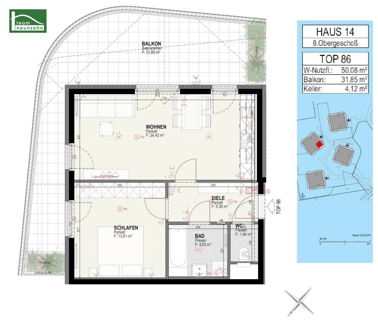 Well laid out 2-room apartment with spacious balcony - your new home in the Green City!