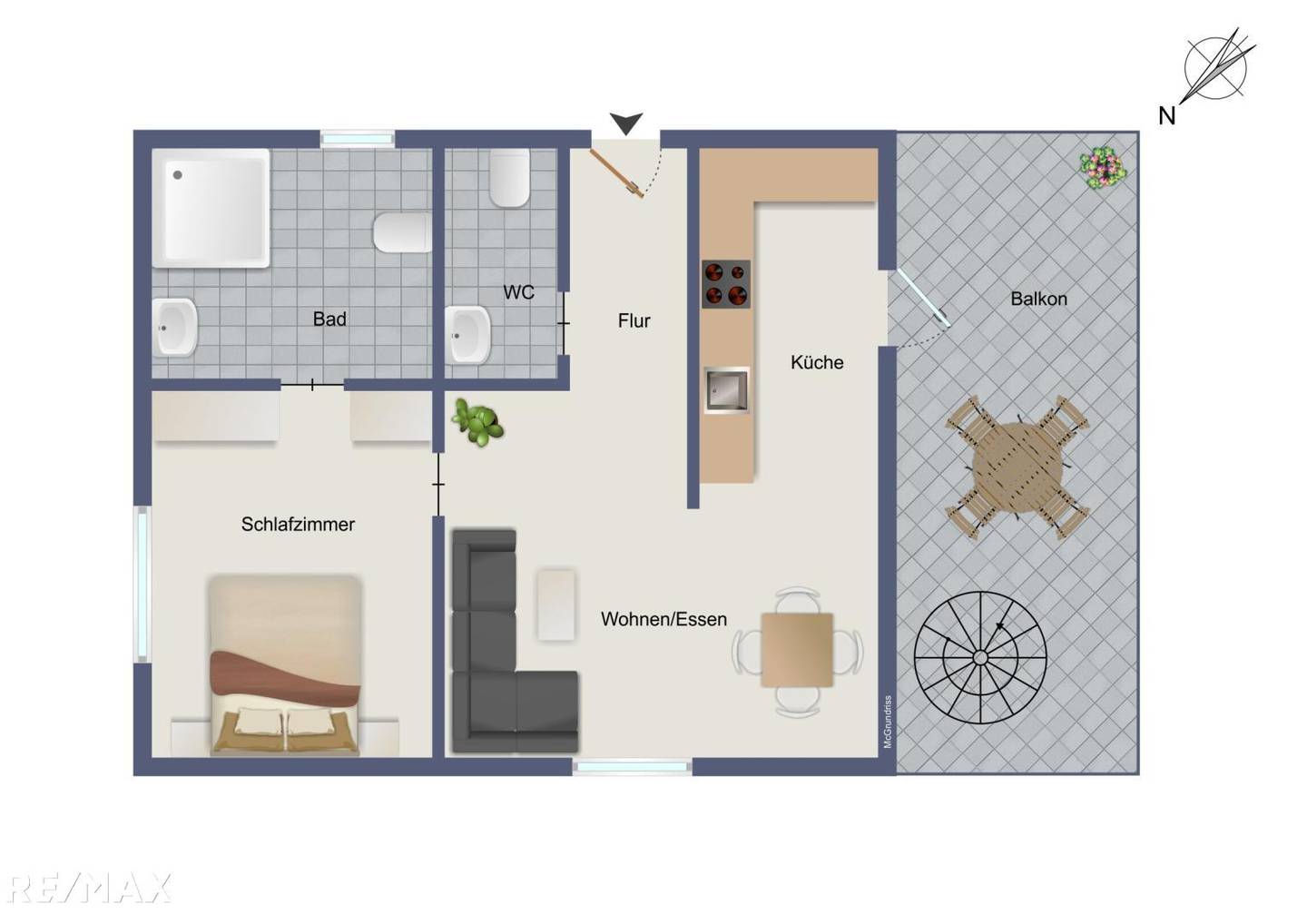 Penthouse mit großer Dachterrasse und Murblick