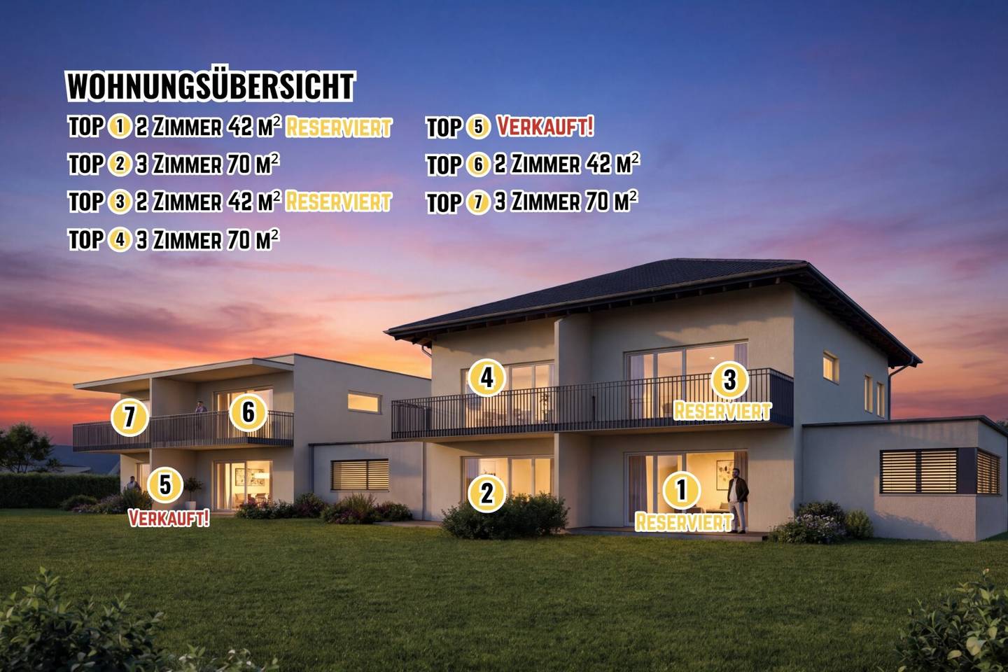 NEUBAU! Moderne, sonnige und ruhige 2 Zimmer Wohnung 42,00m² plus Balkon 7,41m² in Waidmannsdorf - Schubertstraße