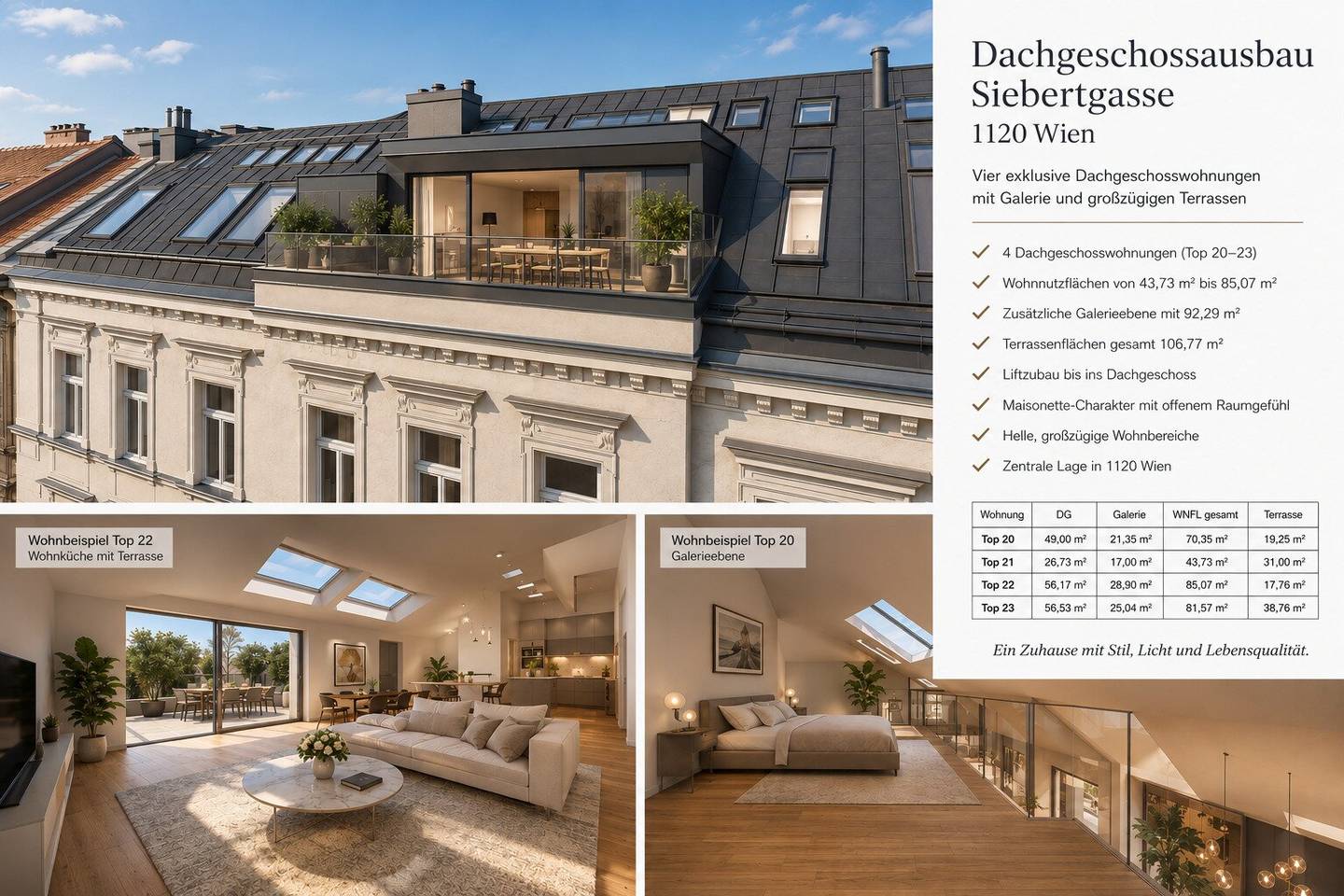 Construction-approved project - Exclusive attic apartments with gallery and generous terraces