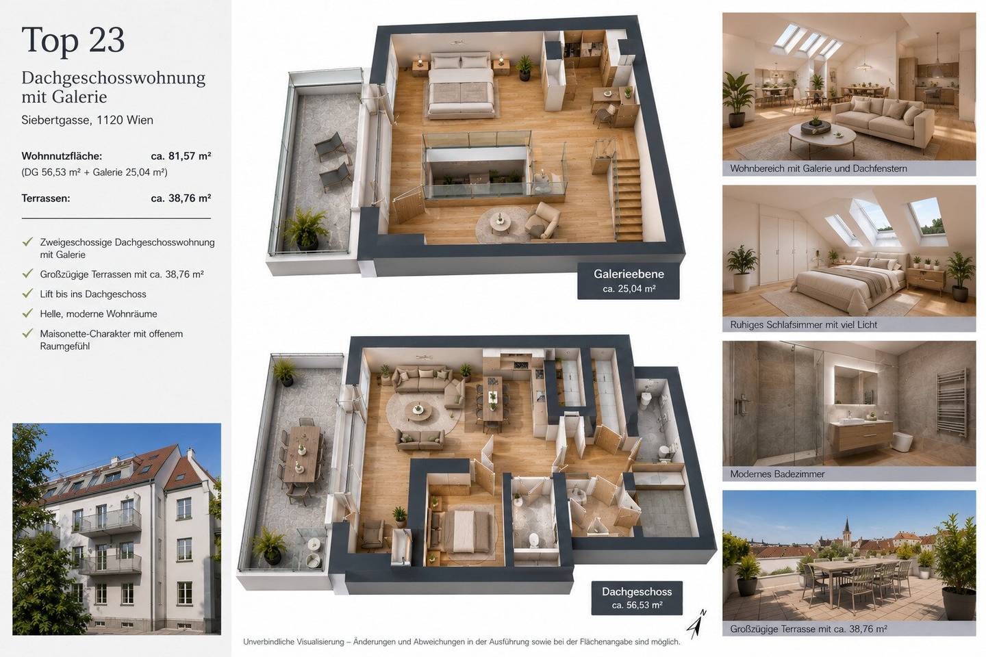 Construction-approved project - Exclusive attic apartments with gallery and generous terraces