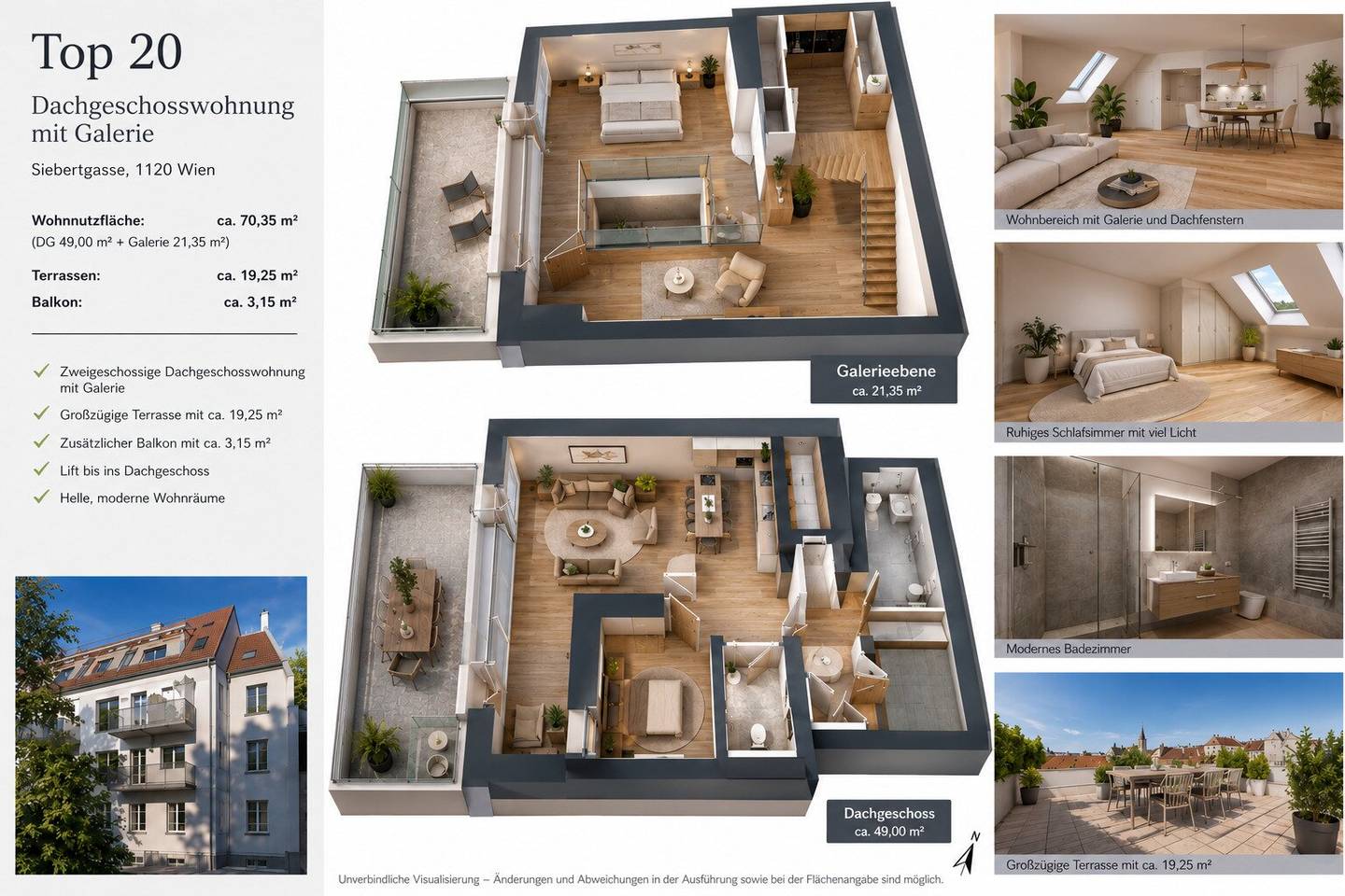 Construction-approved project - Exclusive attic apartments with gallery and generous terraces
