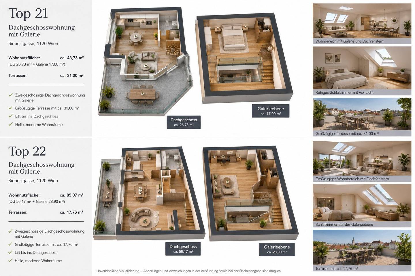 Construction-approved project - Exclusive attic apartments with gallery and generous terraces