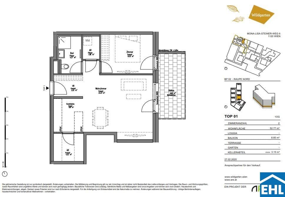 WOHNQUARTIER WILDGARTEN - 2-Zimmerwohnung mit Balkon  direkt am Rosenhügel