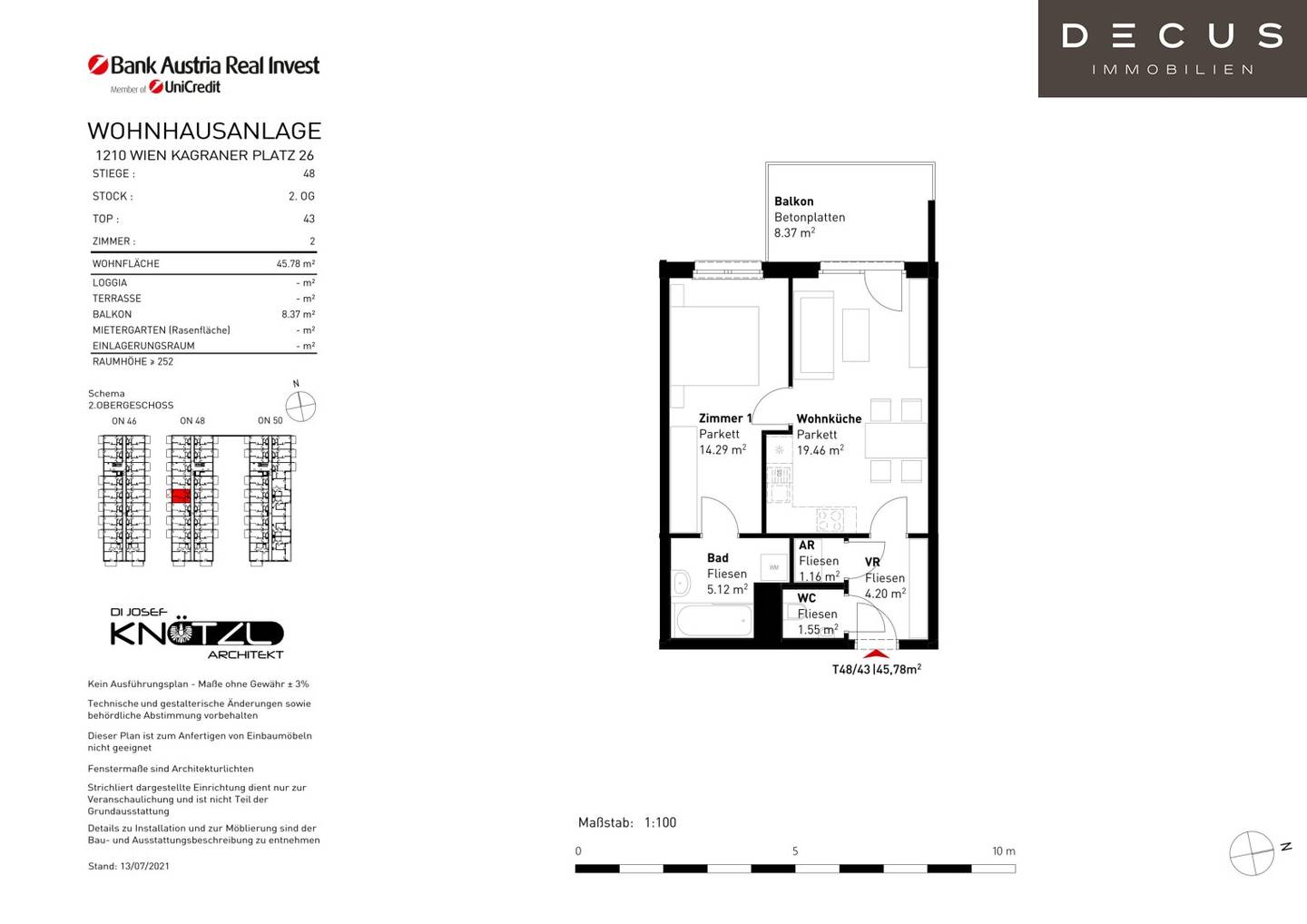 2 rooms with balcony 2nd upper floor Kagraner Platz