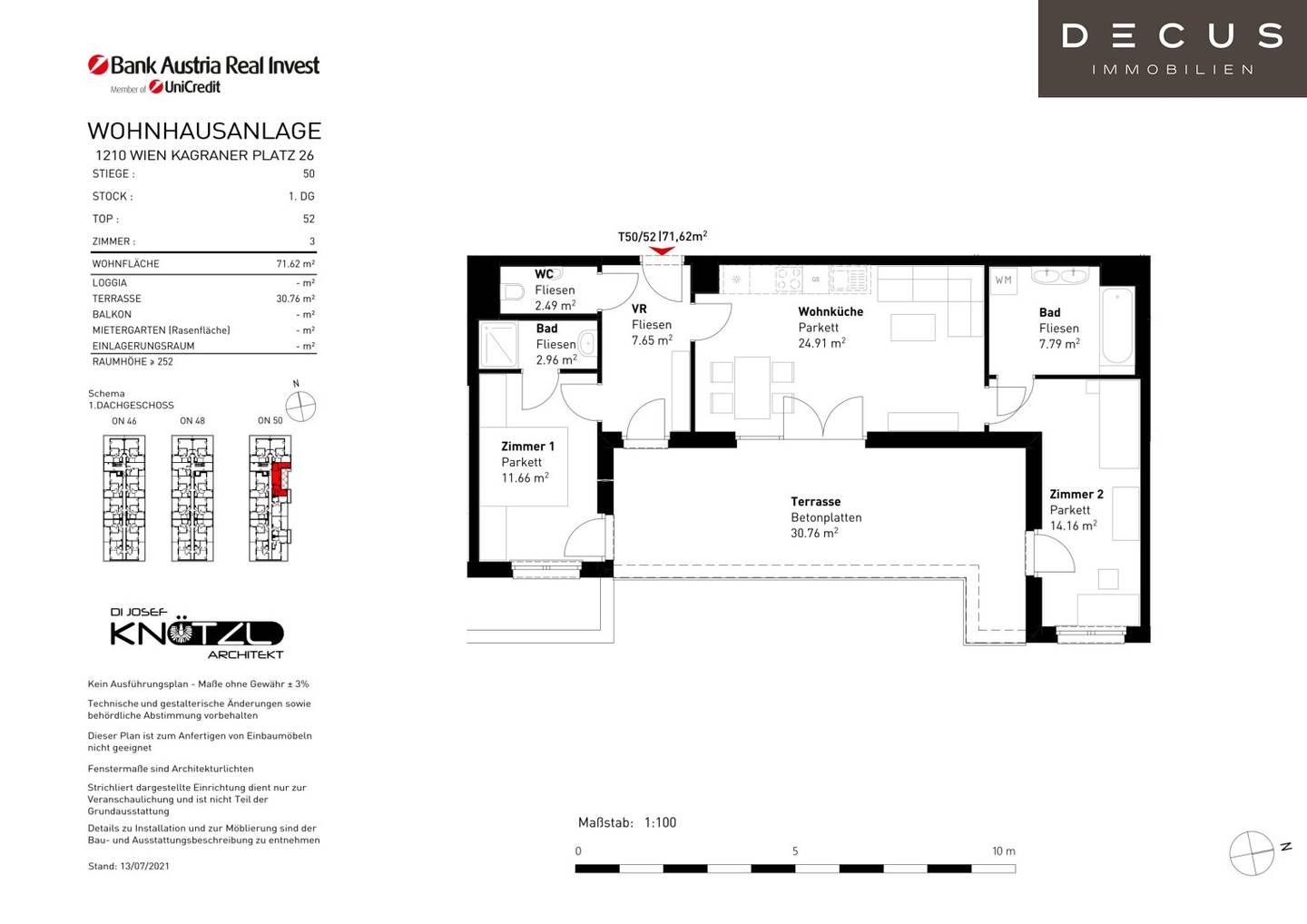 Available from September 3-room apartment with large terrace Kagraner Platz New build