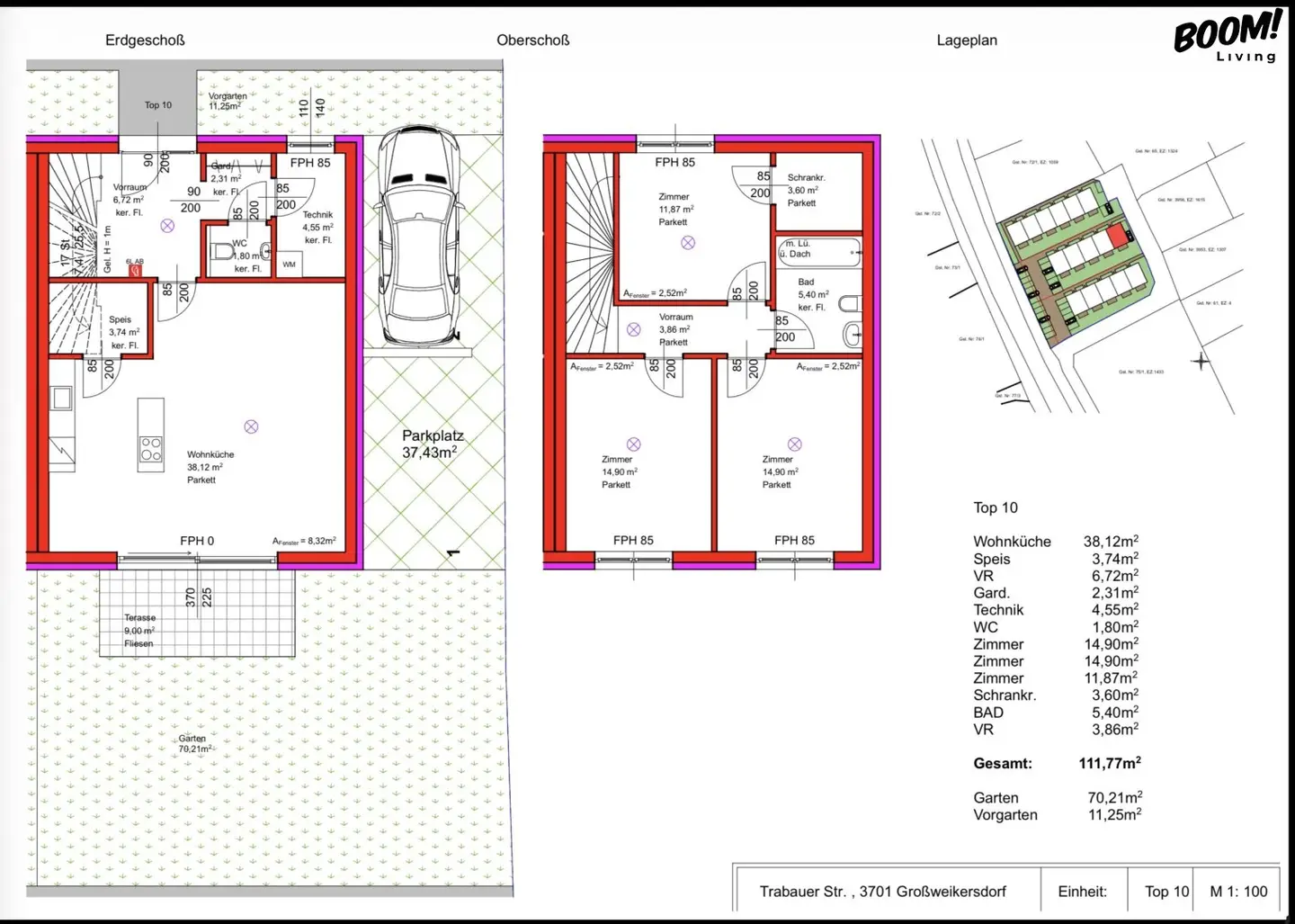 NEUBAU IN GROSSWEIKERSDORF | 16 Reihenhäuser ab € 390.000 |  rund 110 m² Wohnnutzfläche + ca. 9 m² Terrasse + Eigengarten