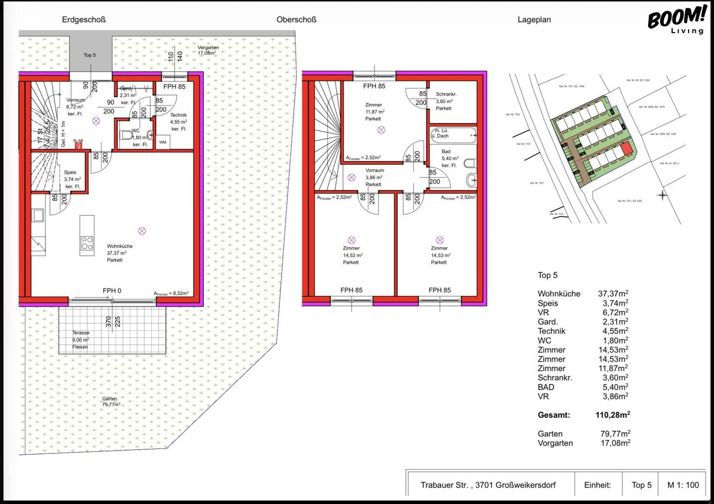 NEUBAU IN GROSSWEIKERSDORF | 16 Reihenhäuser ab € 390.000 |  rund 110 m² Wohnnutzfläche + ca. 9 m² Terrasse + Eigengarten