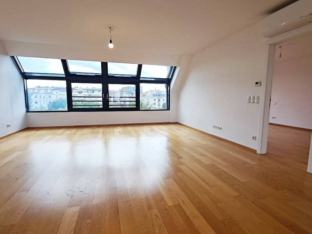 PRATERCOTTAGE, ATTIC, 130 m2 new build with 3 terraces, 3 rooms, open plan kitchen, bathtub, parquet, Schüttelstraße
