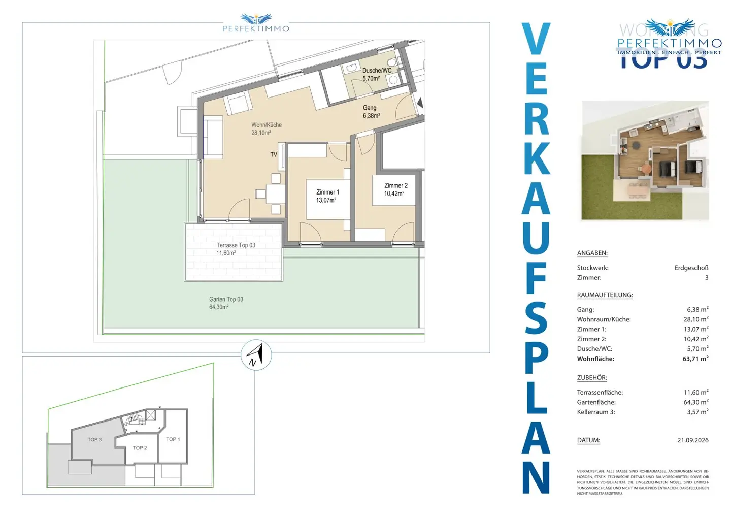 Spacious 3-room new build apartment with approximately 55 m² private garden