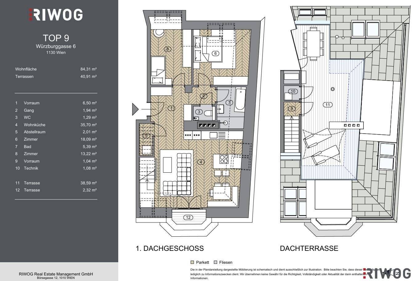 Beverly Hietzing 3-room luxury apartment with 3 m ceiling height and XL roof terrace with view over Hietzing