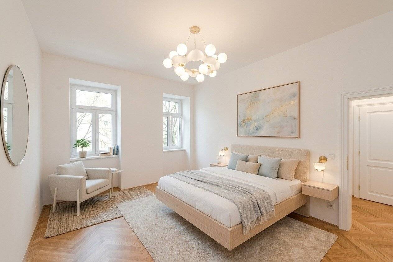 ++FBG6++ High-quality 5-room period apartment with balcony first occupancy near Augarten