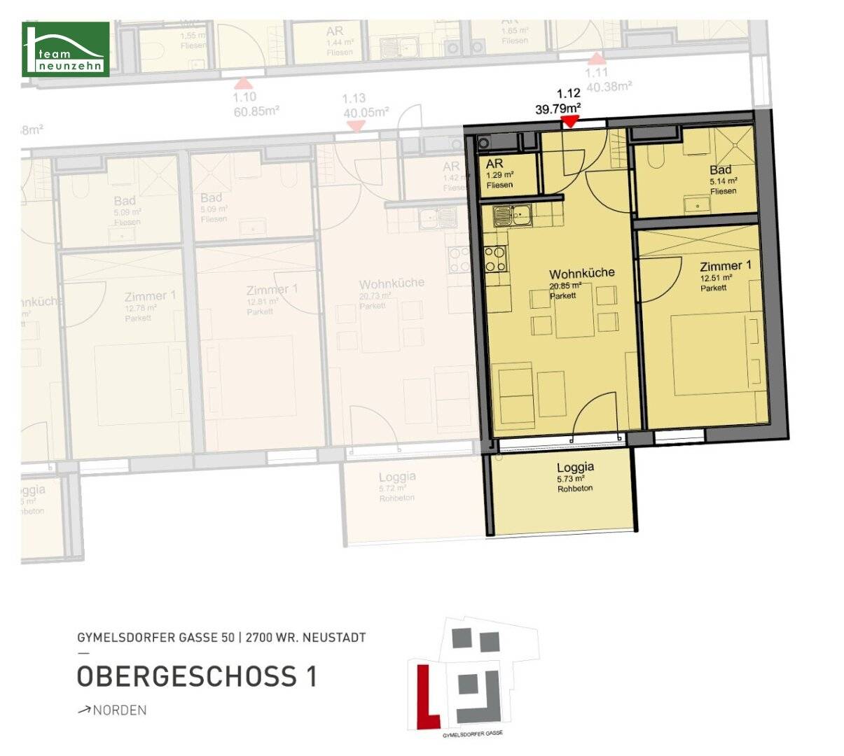 Modern 2-room apartment with cozy loggia in a quiet location - available from 01.10.2026