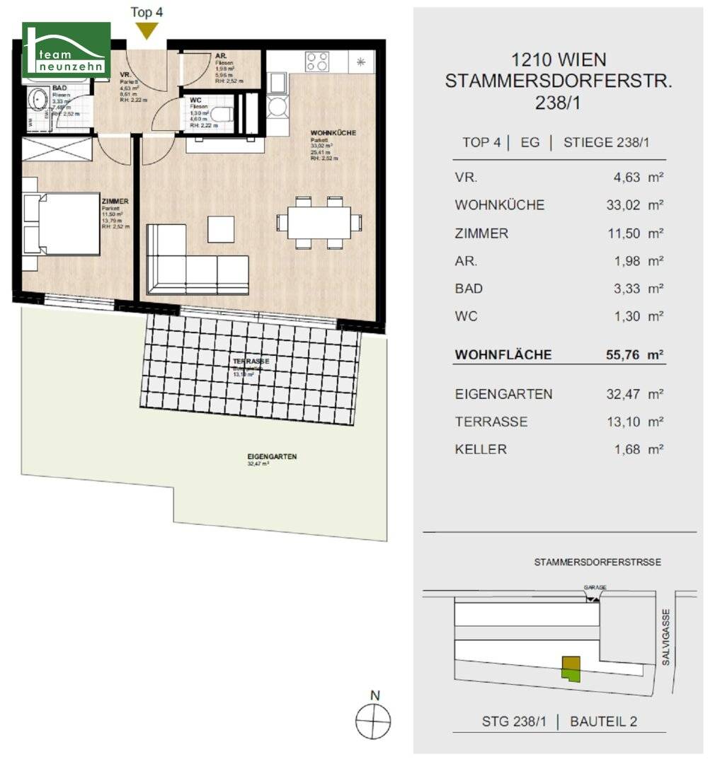 Modern 2-room apartment with large garden and terrace Available from December