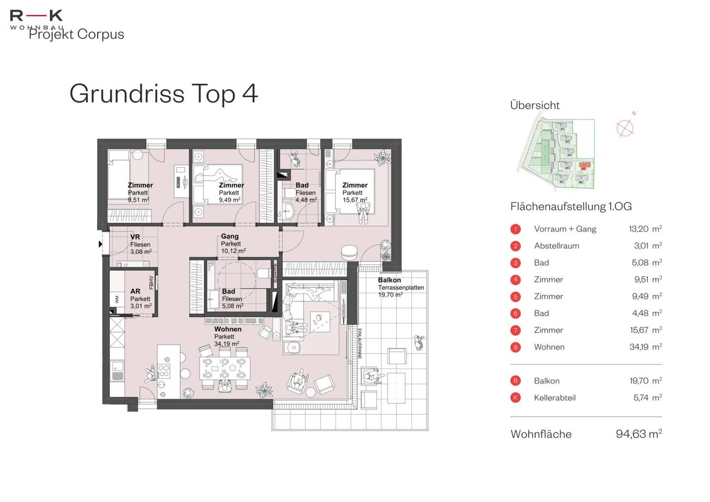 4-Zimmerwohnung A5-Top 4 | Wohnen im Herzen von Grödig