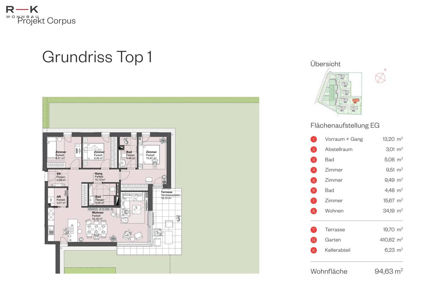 4-Zimmerwohnung A5-Top 1 | Wohnen im Herzen von Grödig