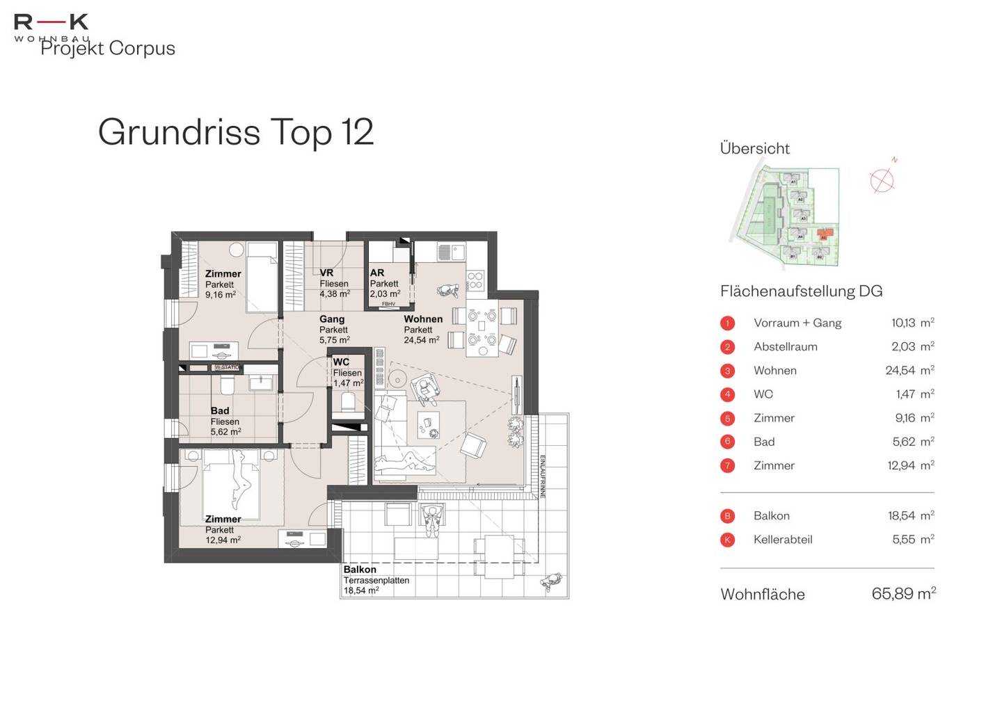 3-Zimmerwohnung A5-Top 12 | Wohnen im Herzen von Grödig