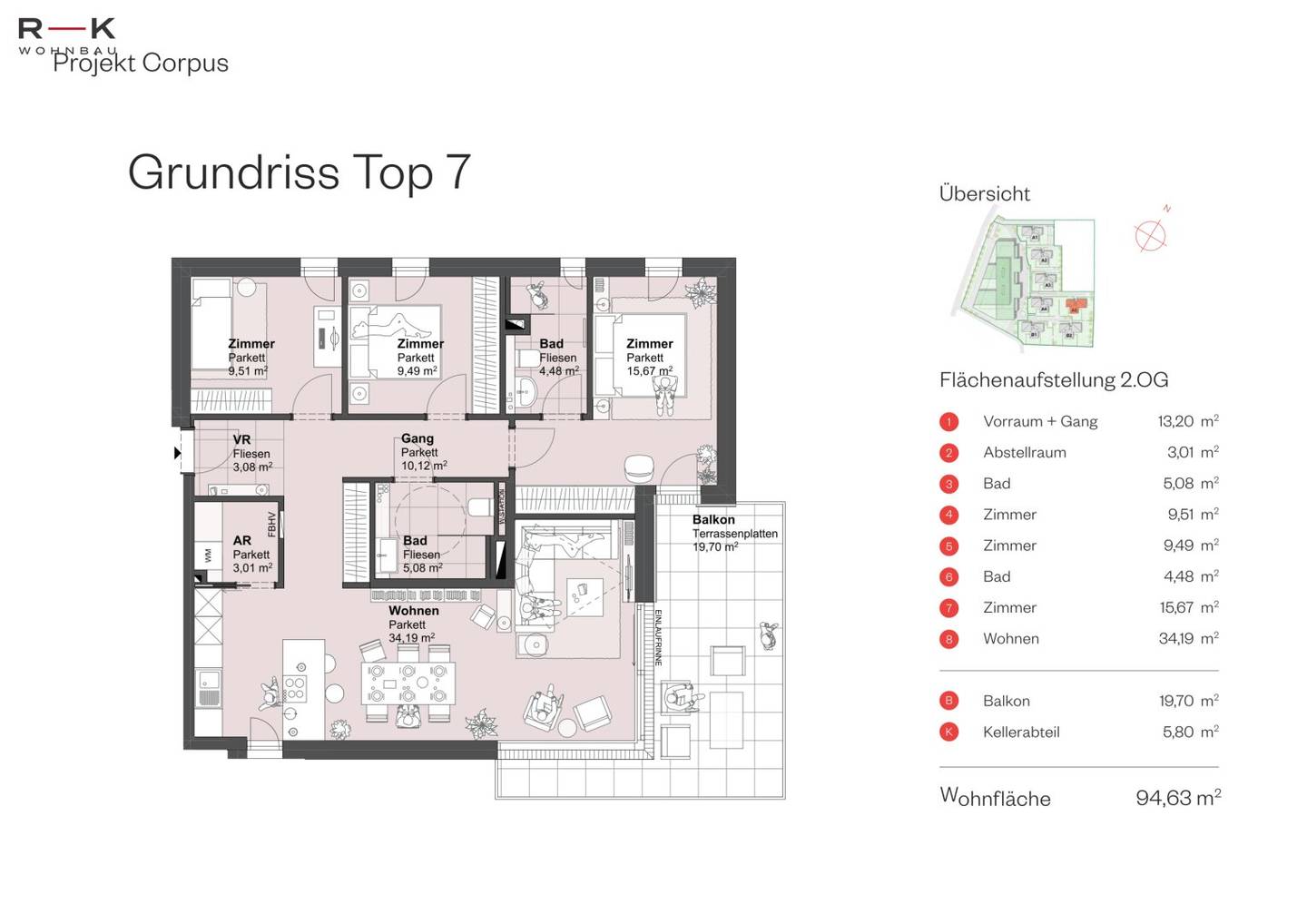 4-Zimmerwohnung A5-Top 7 | Wohnen im Herzen von Grödig