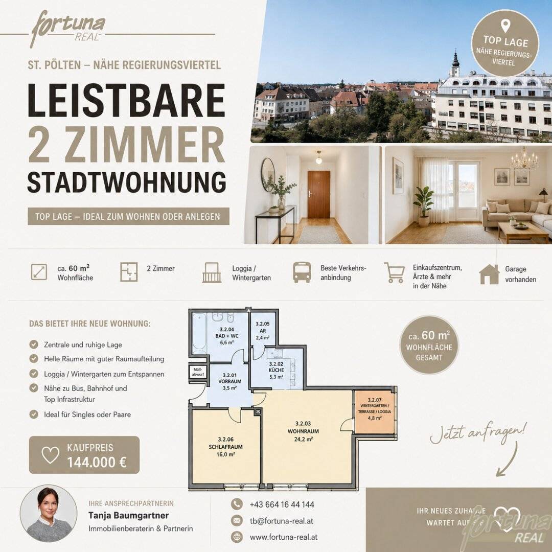 leistbare  2 Zimmer Stadtwohnung - nähe Regierungsviertel