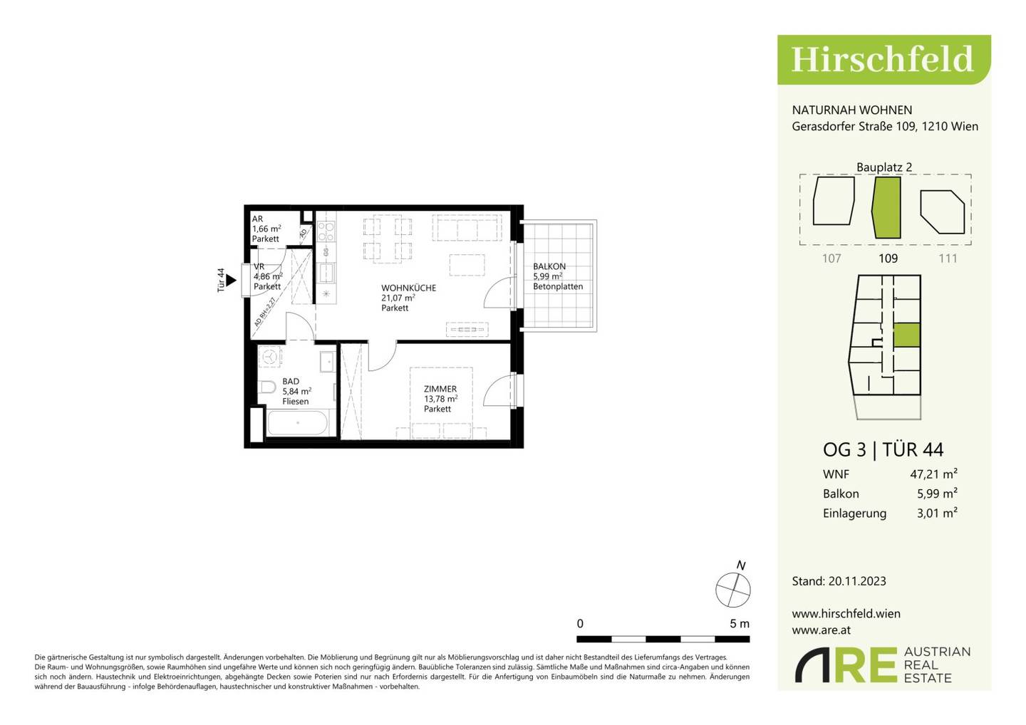 HIRSCHFELD – 2-Zimmer-Wohnung mit sonnigem Balkon