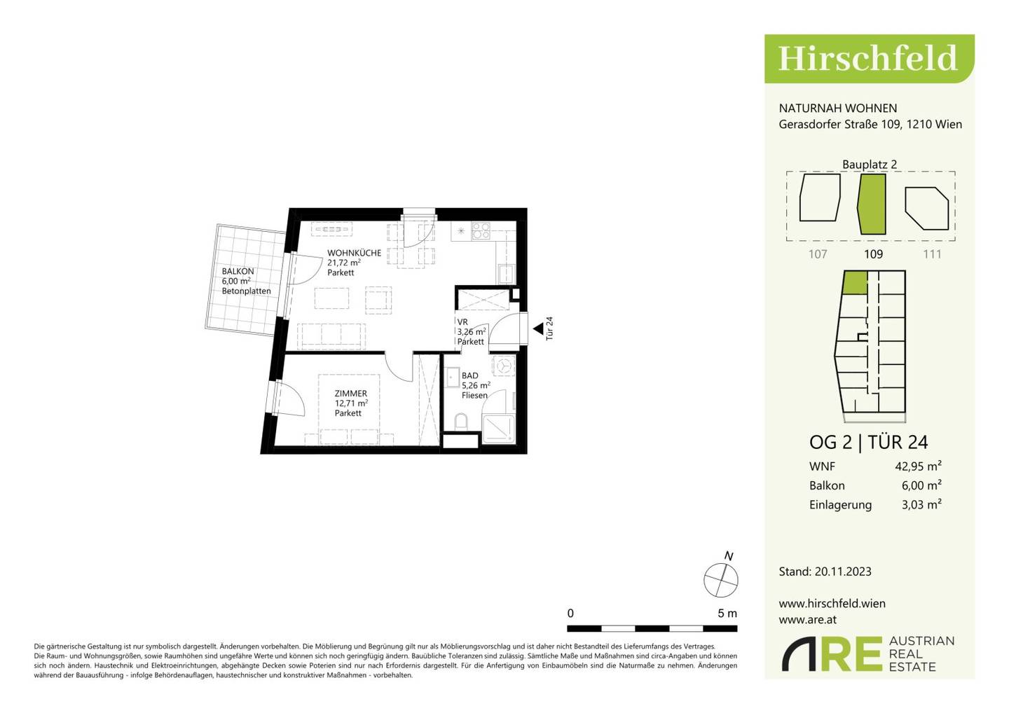 HIRSCHFELD – Charmante 2-Zimmer Wohnung mit Balkon