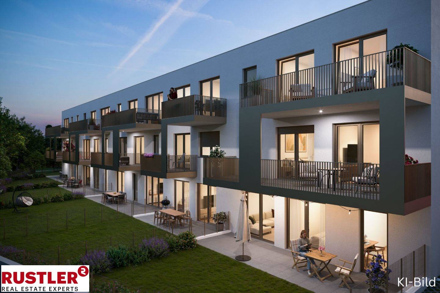 New build apartment with balcony and photovoltaic